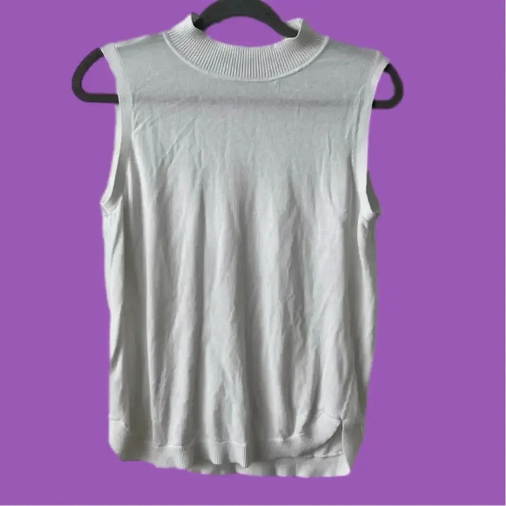 LOFT white 100% cotton crew neck top/vest - Picture 1 of 4
